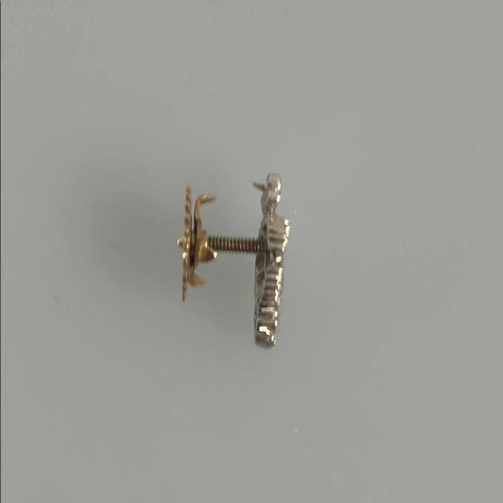18k Diamonds real solid white gold and 10k Yellow Gold Mason Brooch